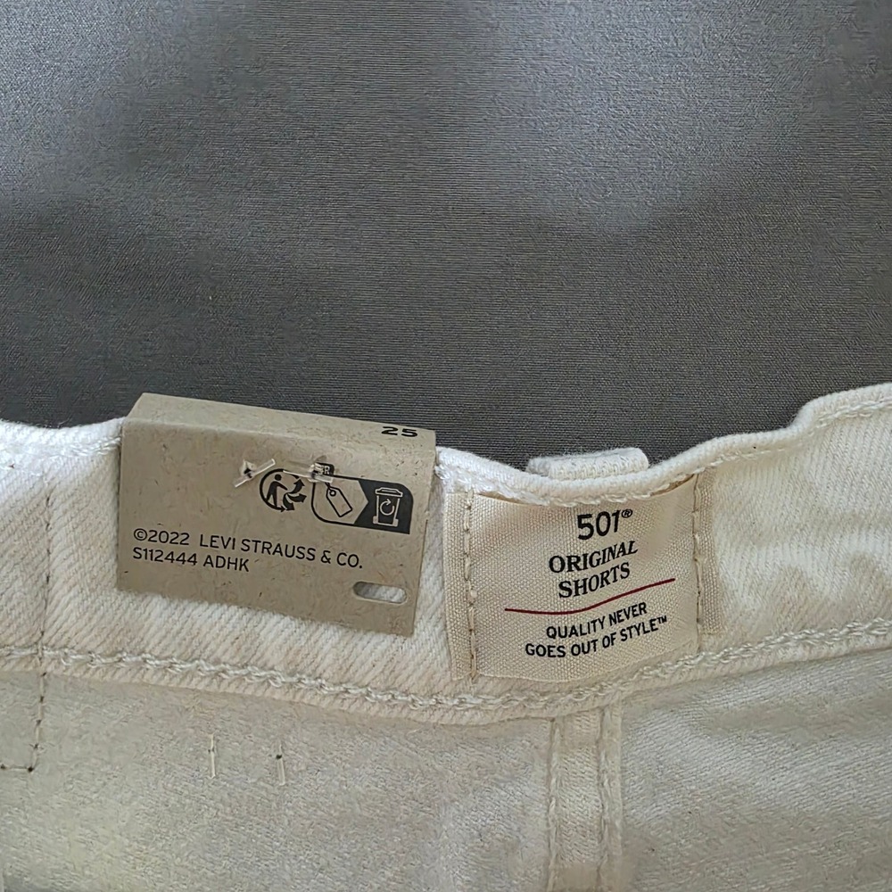 Levis 501 Original Shorts Womens 25 White High Rise Stretch Denim 56327-0473 - Picture 3 of 7